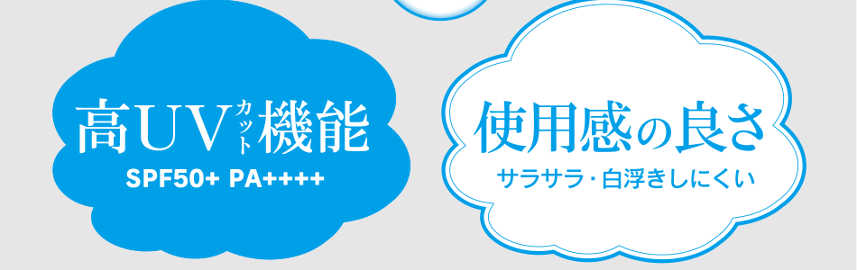 高UV カット機能（SPF50+ PA++++）使用感の良さ（サラサラ・白浮きしにくい）