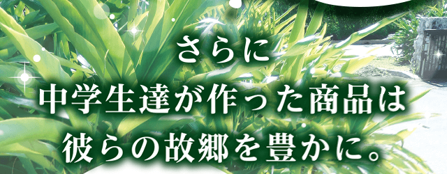 さらに中学生達が作った商品は彼らの故郷を豊かに。