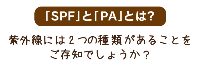 「SPF」と「PA」とは? 紫外線には2つの種類があることをご存知でしょうか？ 