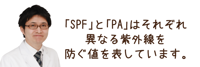 「SPF」と「PA」はそれぞれ異なる紫外線を防ぐ値を表しています。